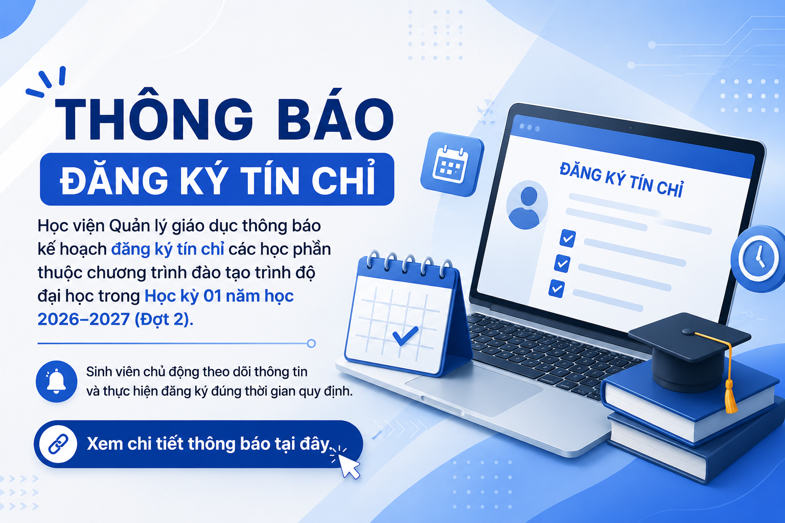 Đăng ký tín chỉ học kỳ 01 năm học 2026–2027 (Đợt 2)
