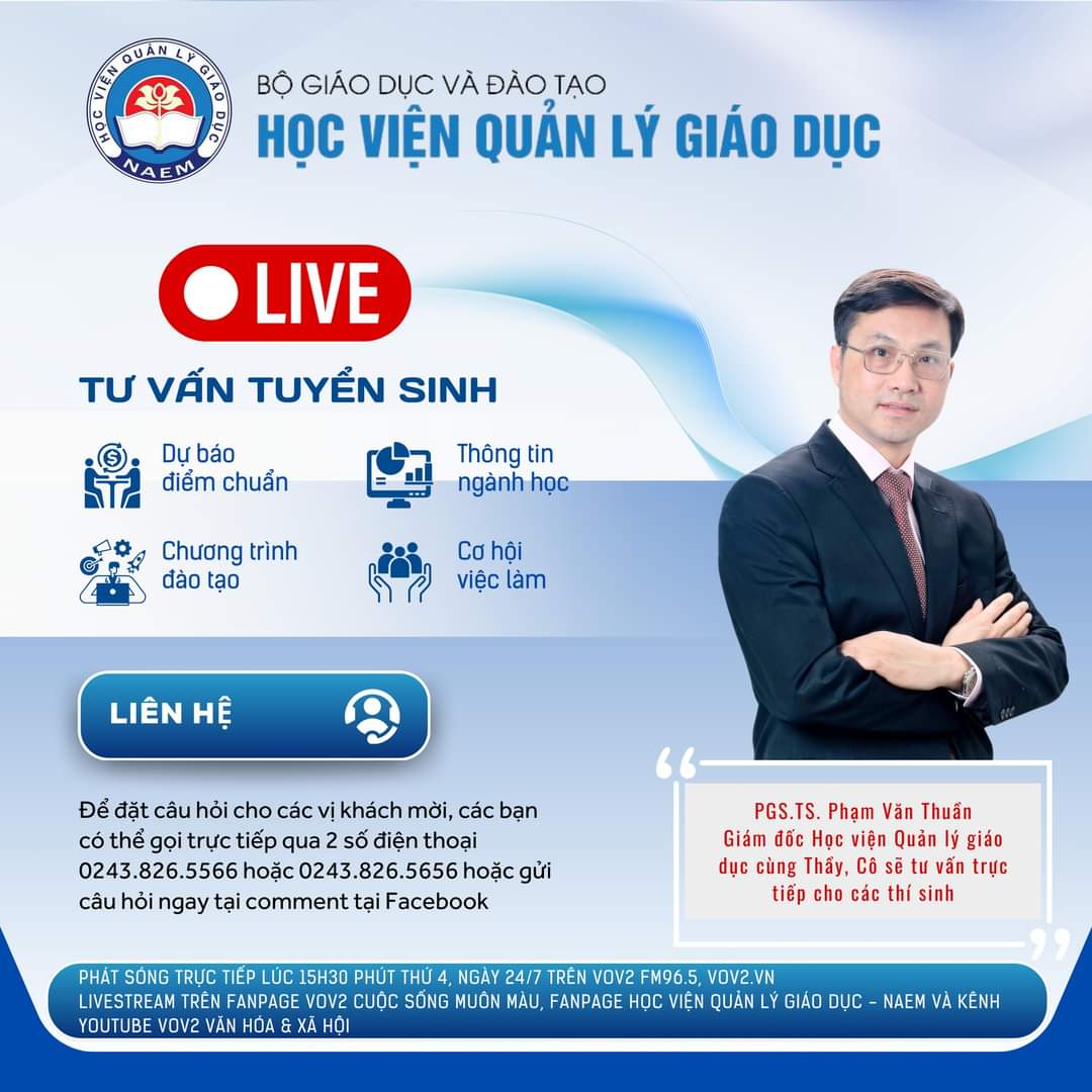 [Trực tiếp] Cơ hội trở thành sinh viên Học viện Quản lý giáo dục
