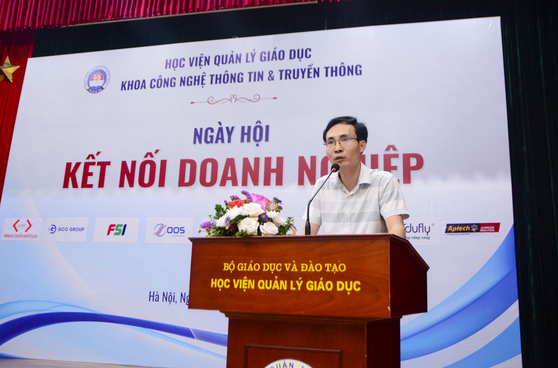 TS. Đỗ Viết Tuân, Quyền Trưởng khoa CNTT và Truyền thông, Học viện Quản lý giáo dục phát biểu về mục đích của chương trình