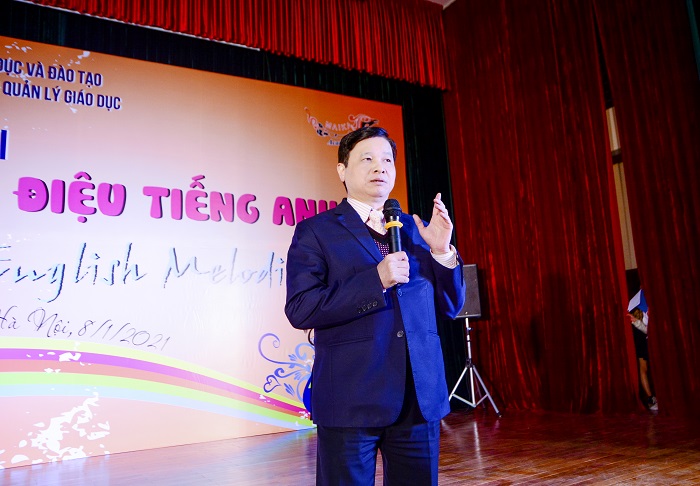 GS.TS Phạm Quang Trung, Giám đốc Học viện Quản lý giáo dục phát biểu về tầm quan trọng của việc học ngoại ngữ trong thời đại 4.0